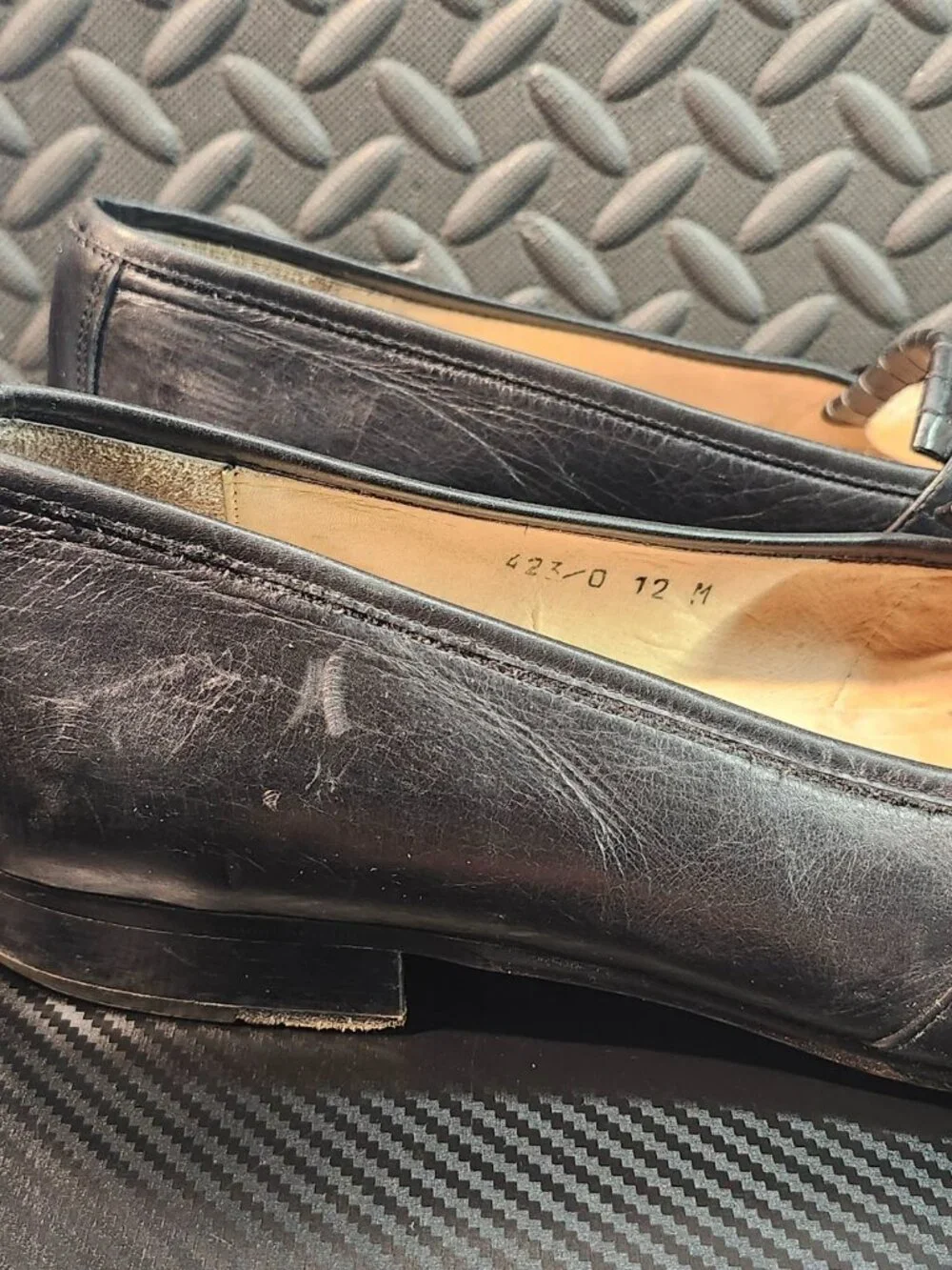 Alfani Black Leather Braided Tassel Slip On Loafers Size 12M Made In Italy